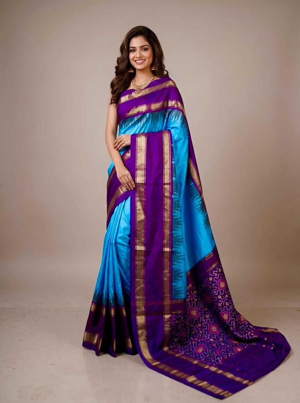 Neethi – Pochampally Double Ikkat Pure Silk Saree (Silk Mark Certified)
