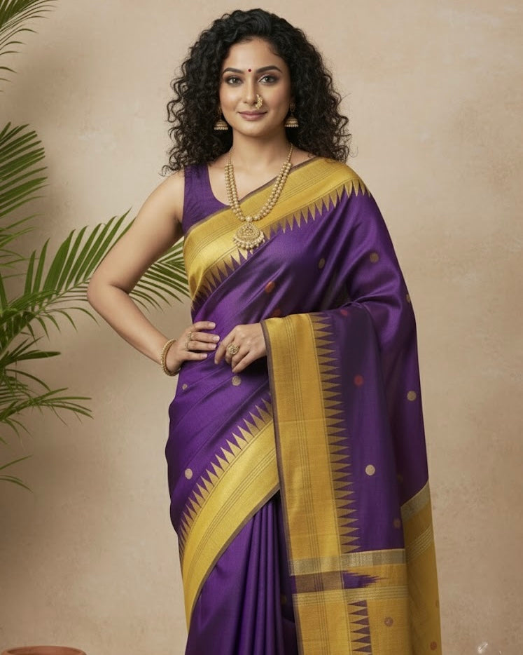 Reena – Royal Purple Raw Silk Saree