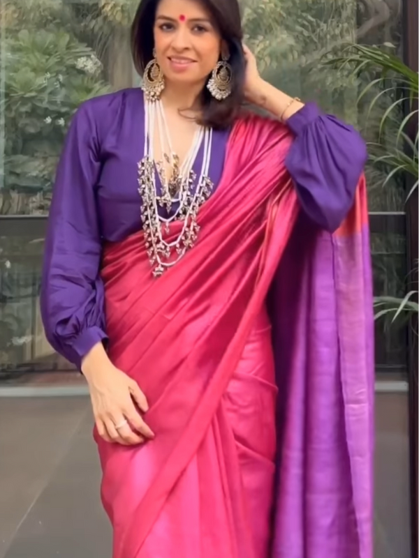 Rishu’s Korean Ghicha Saree - Thugil