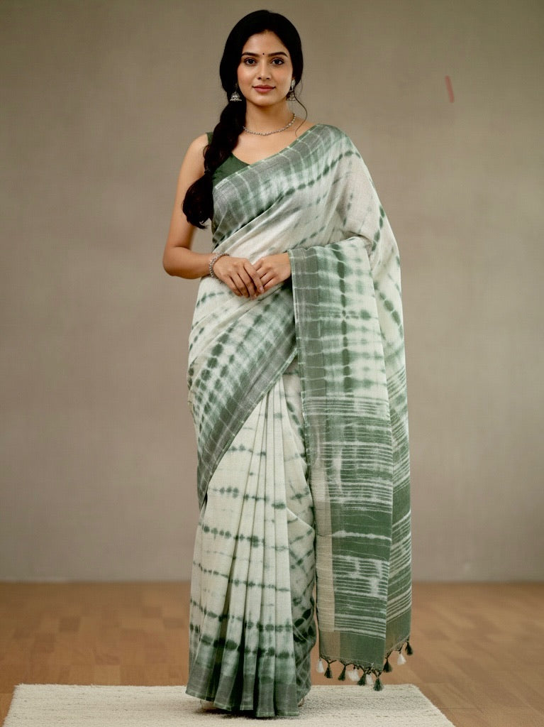 Sarika Semi Linen Shibori Saree - Thugil