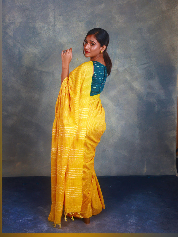 Semi Tussar Yellow - Aditi - Thugil