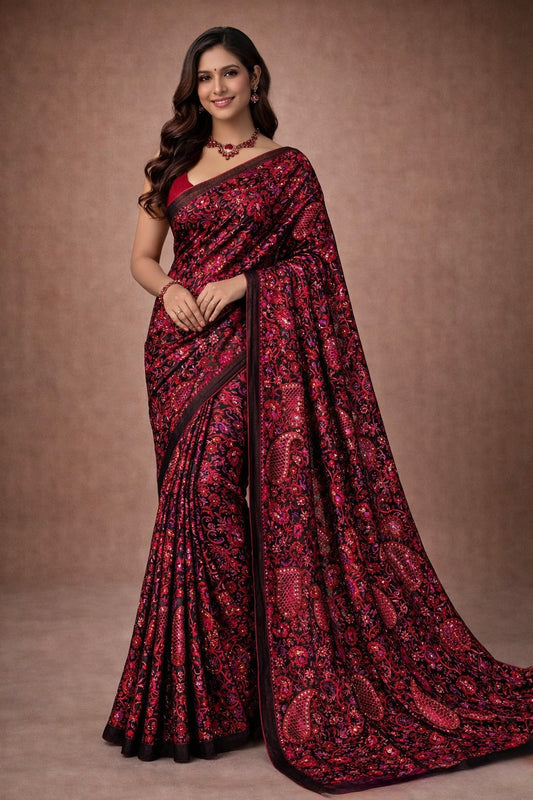 Sara-Semi Tussar Chikankari Cutwork Saree