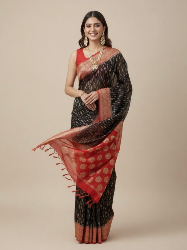 Priya Banarasi Katan Georgette Saree with Pure Silver Zari - Thugil