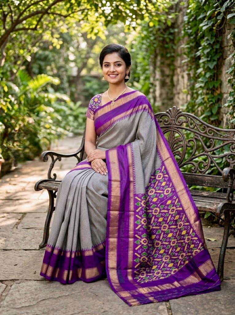 Vinotha– Pochampally Double Ikkat Pure Silk Saree (Silk Mark Certified)