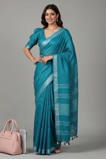 Aadhya Semi-Linen Saree - Thugil
