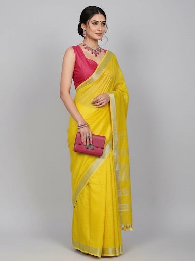 Aditi Semi-Linen Saree - Thugil