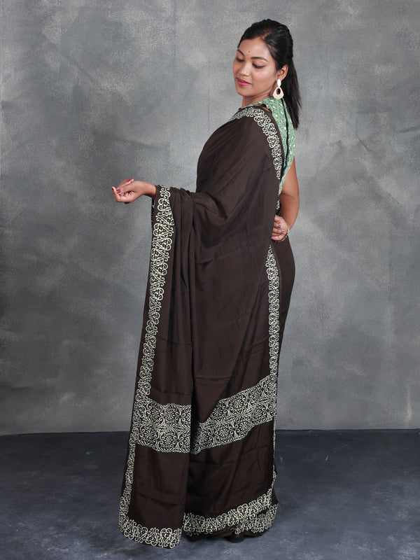 Hand Block Printed Muslin Saree - Mayuri - Thugil