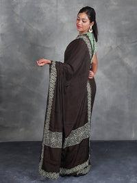 Hand Block Printed Muslin Saree - Mayuri - Thugil