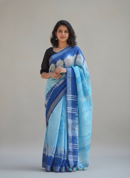 Varna Semi Linen Shibori Saree