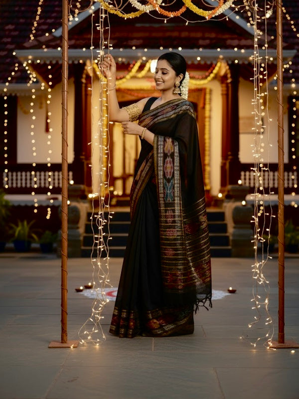 Boomika – Dark Majesty Pure Raw Silk Saree