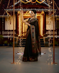 Boomika – Dark Majesty Pure Raw Silk Saree