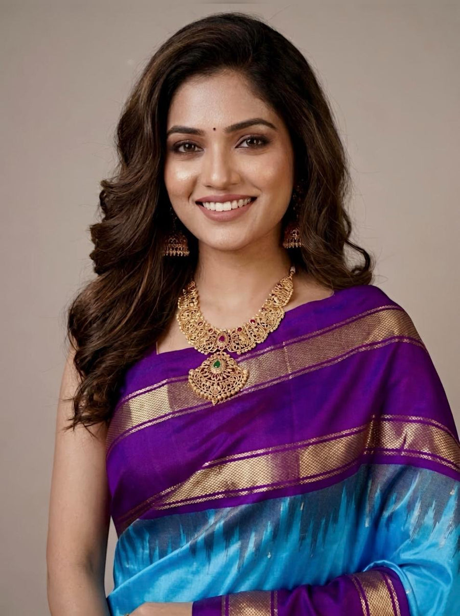 Neethi – Pochampally Double Ikkat Pure Silk Saree (Silk Mark Certified)