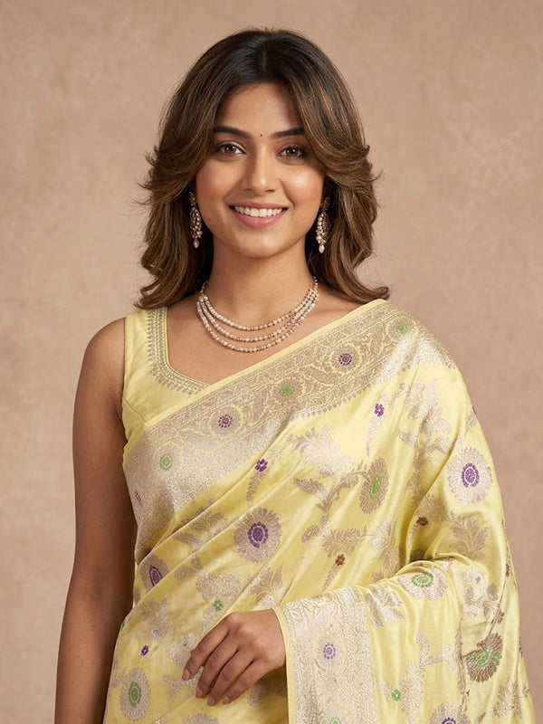 Farubi -Banarasi Mashru Mina Pure Silk