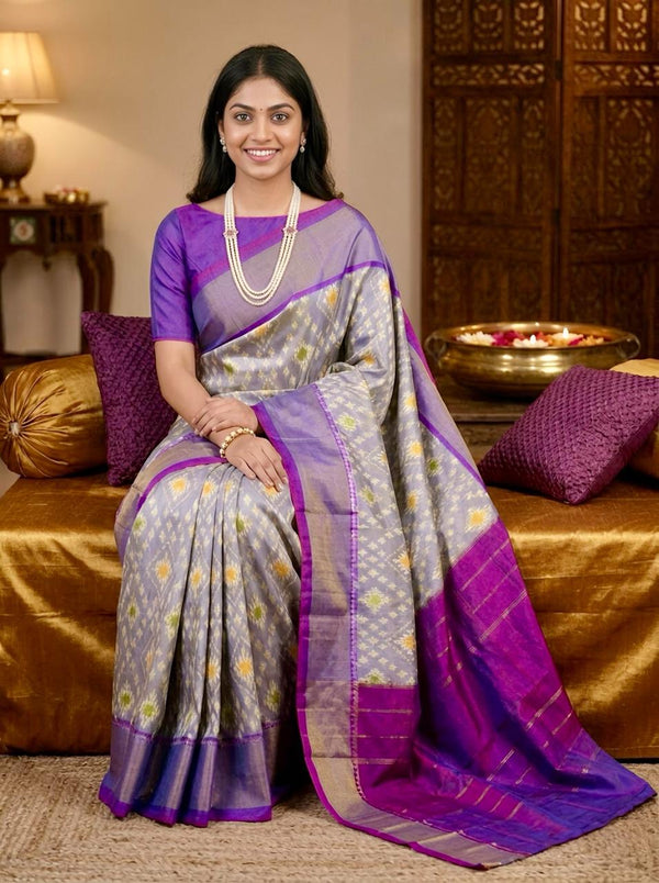 Mathumathi – Pochampally Double Ikkat Pure Silk Saree (Silk Mark Certified)