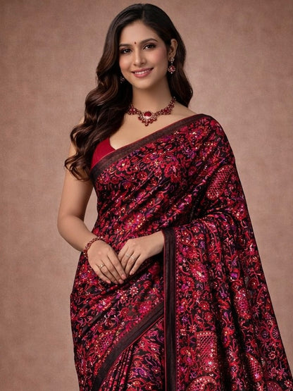 Sara-Semi Tussar Chikankari Cutwork Saree