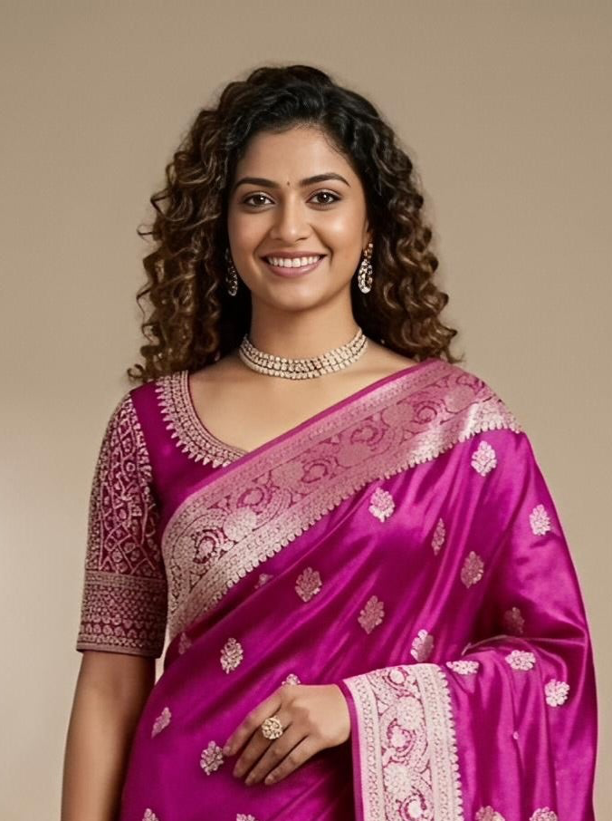 Nedra-Banarasi Handloom Mashru Katan Silk Saree