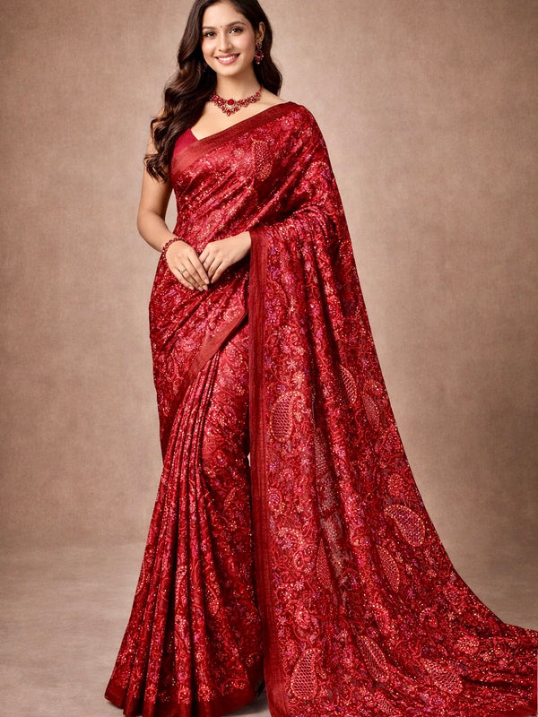 Vennila-Semi Tussar Chikankari Cutwork Saree