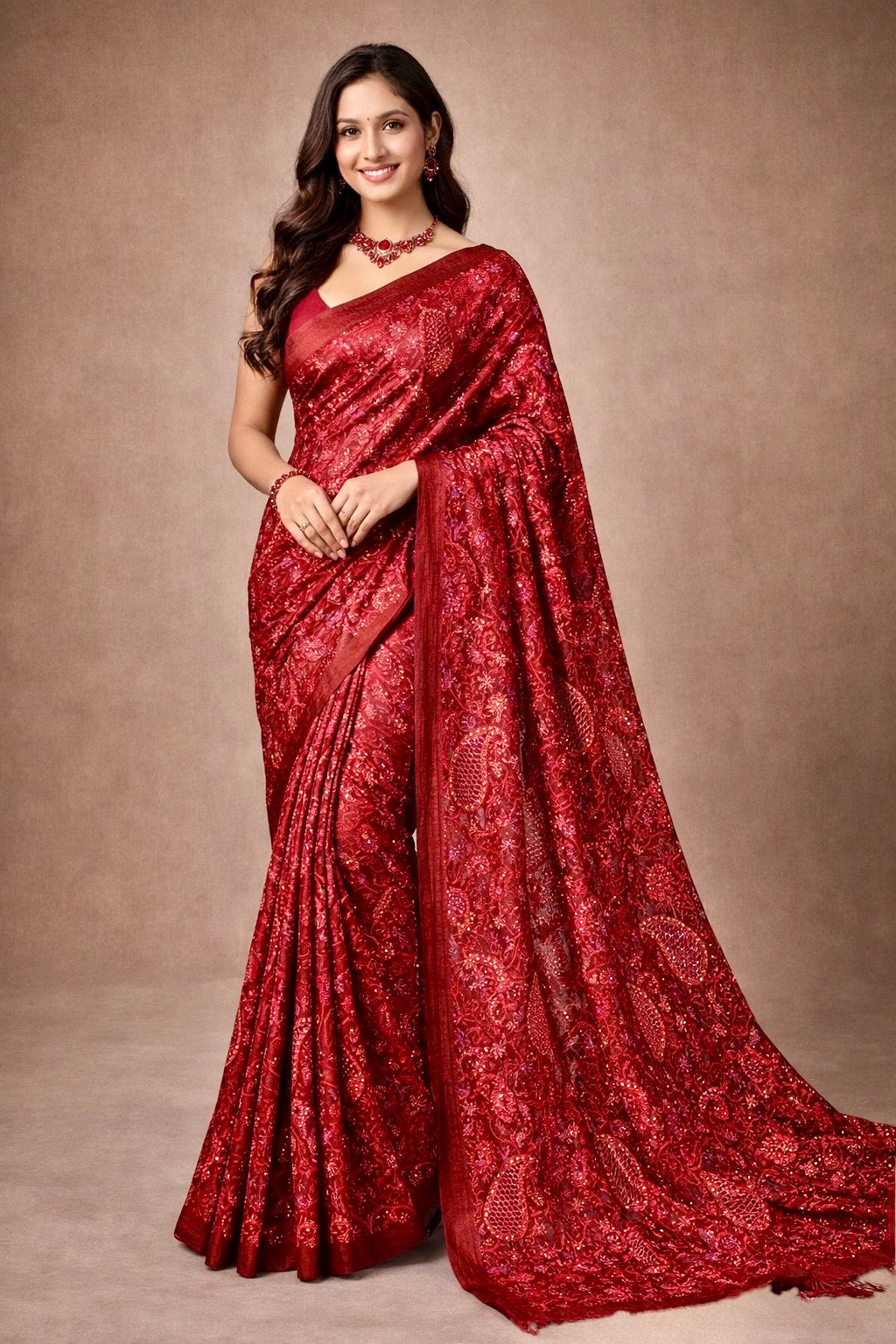 Vennila-Semi Tussar Chikankari Cutwork Saree