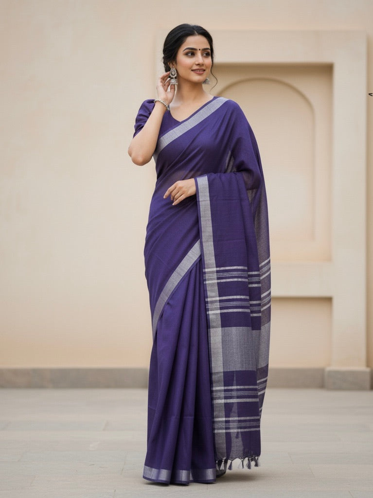 Dhwani Semi-Linen Saree - Thugil