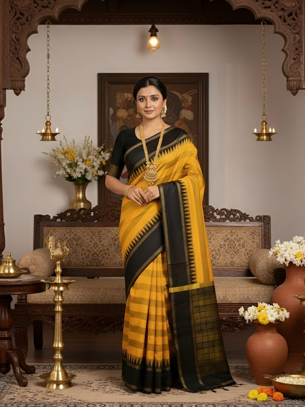 Biju Raw Silk Temple Border Saree