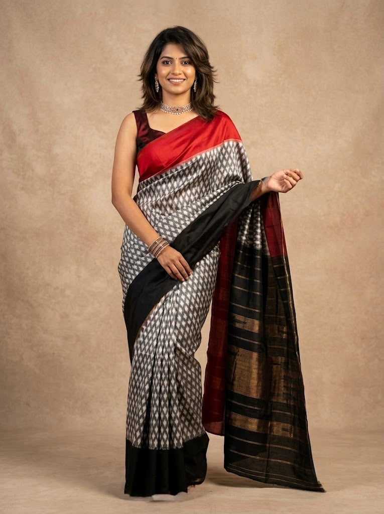 Natchithira – Pochampally Double Ikkat Pure Silk Saree (Silk Mark Certified)