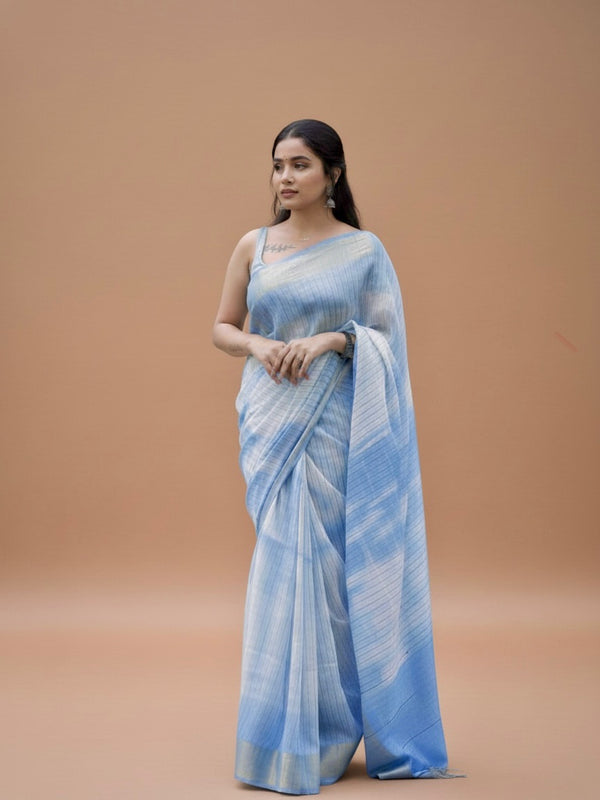 Lavanya Semi Linen Shibori Saree - Thugil