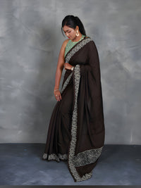 Hand Block Printed Muslin Saree - Mayuri - Thugil