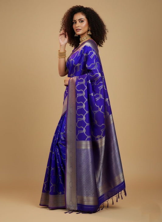 Heena- Semi Kathan Royal Blue