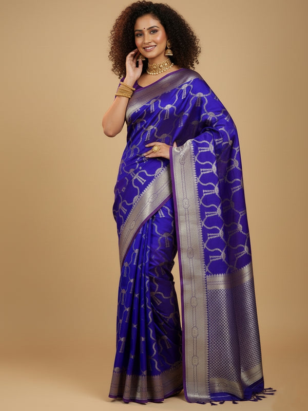 Heena- Semi Kathan Royal Blue - Thugil