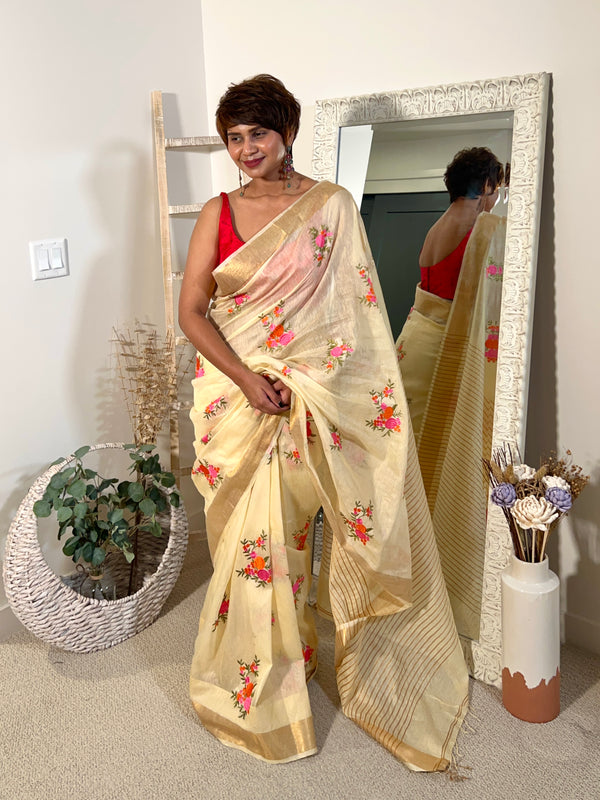 Silk Linen with Embroidery - Thugil