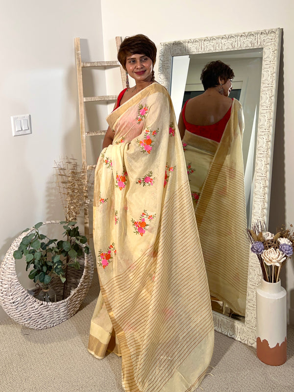 Silk Linen with Embroidery - Thugil