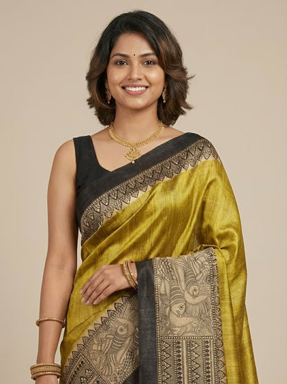 Maryam– Pure Tussar Ghicha Silk Saree (Silk Mark Certified)