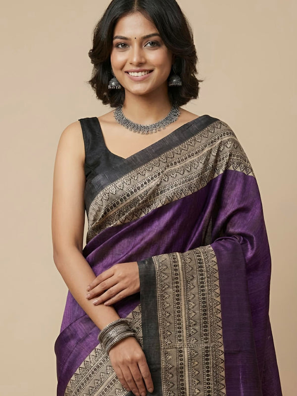 Khadija– Pure Tussar Ghicha Silk Saree (Silk Mark Certified)