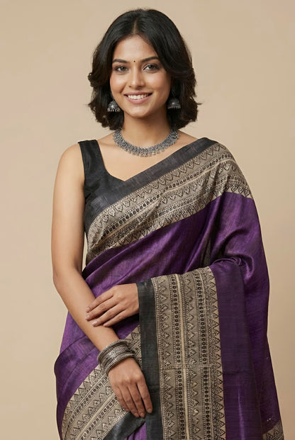 Khadija– Pure Tussar Ghicha Silk Saree (Silk Mark Certified)