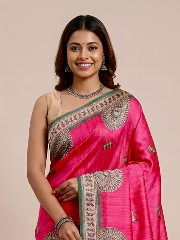 Rathnam – Pure Tussar Warli Print Silk Saree(Silkmark certified)