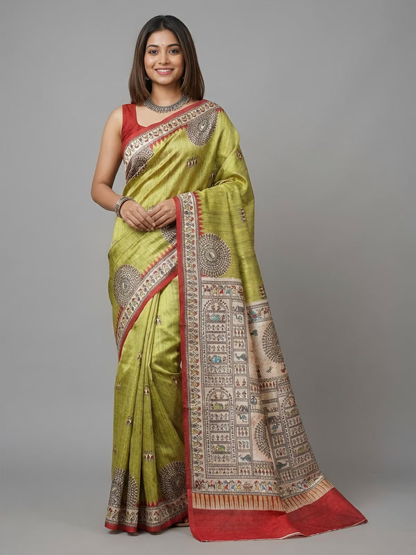 Porkodi – Pure Tussar Warli Print Silk Saree(Silkmark certified)