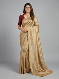 Iraivi– Pure Plain Tussar Ghicha Silk Saree (Silkmark Certified)