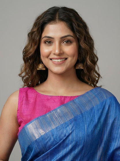 Mahadevi-Pure Plain Tussar Ghicha Silk Saree (Silkmark Certified)