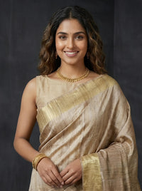 Cinderella-Pure Plain Tussar Ghicha Silk Saree (Silkmark Certified)