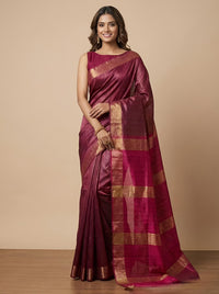 Sibisree -Pure Plain Tussar Ghicha Silk Saree (Silkmark Certified)