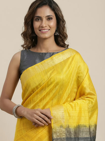 Nithara-Pure Plain Tussar Ghicha Silk Saree (Silkmark Certified)