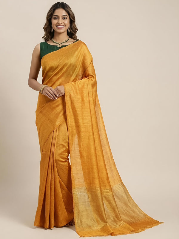 Yashodhara-Pure Plain Tussar Ghicha Silk Saree (Silkmark Certified)