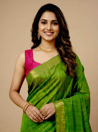 Mahika-Pure Plain Tussar Ghicha Silk Saree (Silkmark Certified)