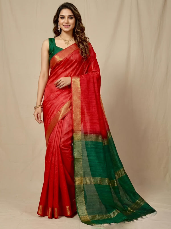 Gabriella-Pure Plain Tussar Ghicha Silk Saree (Silkmark Certified)