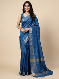 Soubika -Pure Plain Tussar Ghicha Silk Saree (Silkmark Certified)