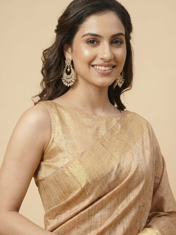 Leena-Pure Plain Tussar Ghicha Silk Saree (Silkmark Certified)