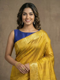 Latha-Pure Plain Tussar Ghicha Silk Saree (Silkmark Certified)