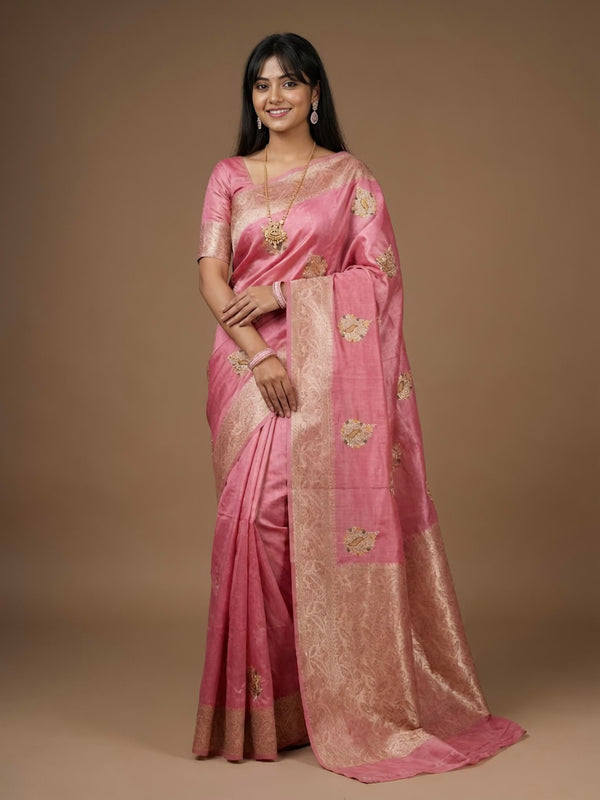 Bama-Pure Tussar Silk Jamdani Jari Buta Saree (Silkmark certified)