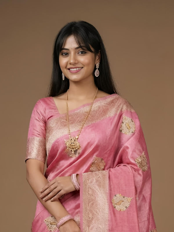 Bama-Pure Tussar Silk Jamdani Jari Buta Saree (Silkmark certified)