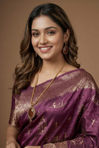 Buma-Pure Tussar Silk Jamdani Jari Buta Saree(Silkmark certified)